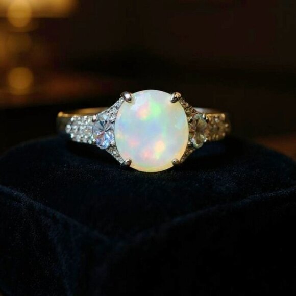 Ethiopian Opal ✦ Tanzanite Aurora Grove Ring ✦ 2.00ctw Rhodium Over Sterling 6 - Picture 11 of 16